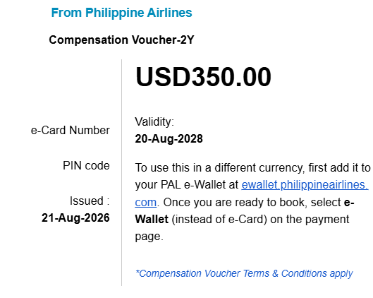 2x $350 USD PAL vouchers